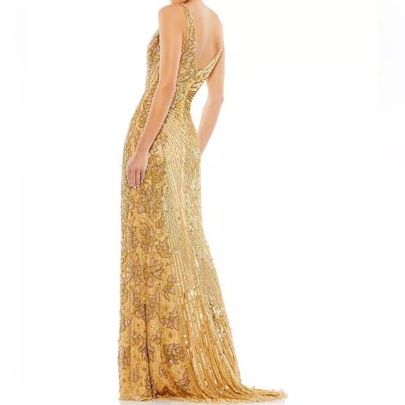Mac Duggal Beaded Floral Sleeveless Gown v neck sequin evening formal dress 10 - Picture 2 of 10